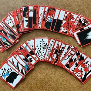 Traditional Japanese Hanafuda Card Set - Red and Black